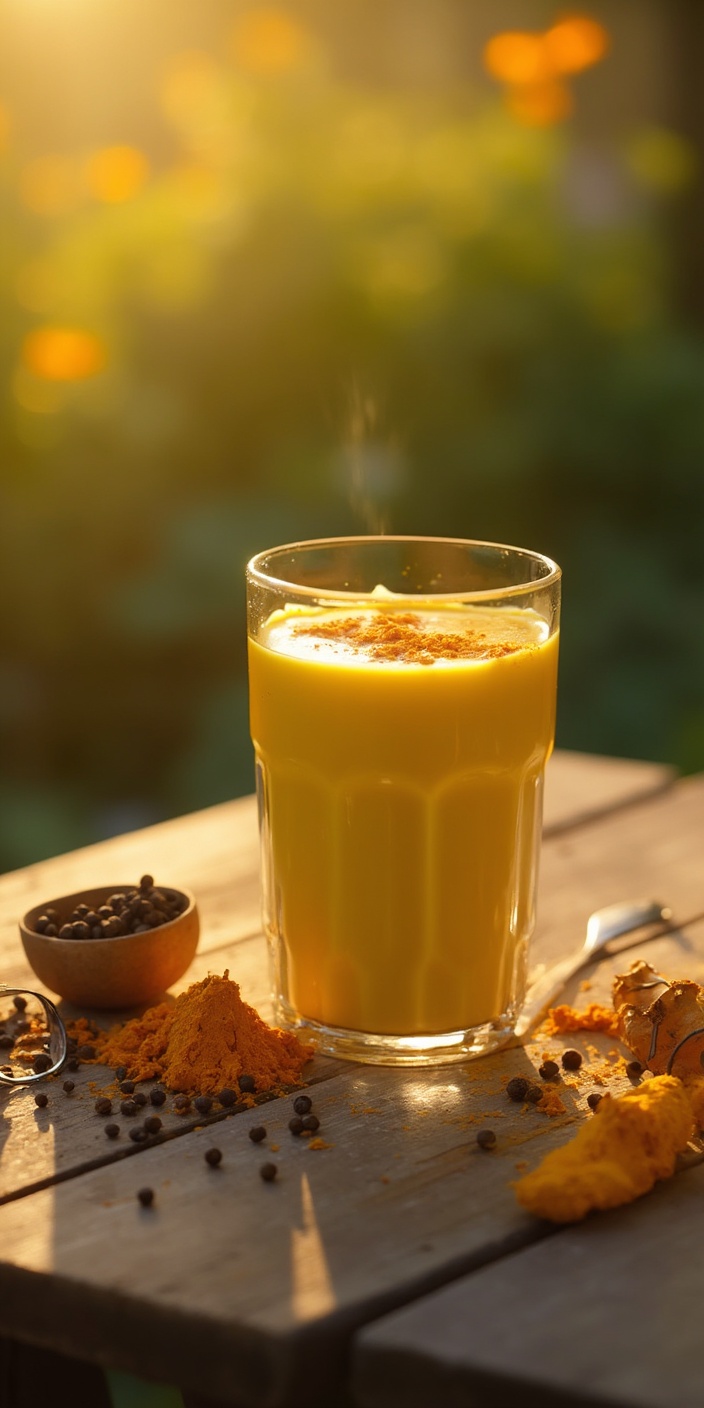 Bebida quente preparada com cúrcuma
