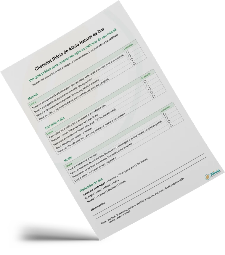 Mockup do Checklist Diário de Alívio Natural da Dor