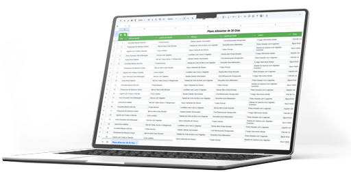 Mockup do Plano Alimentar de 30 dias em um notebook